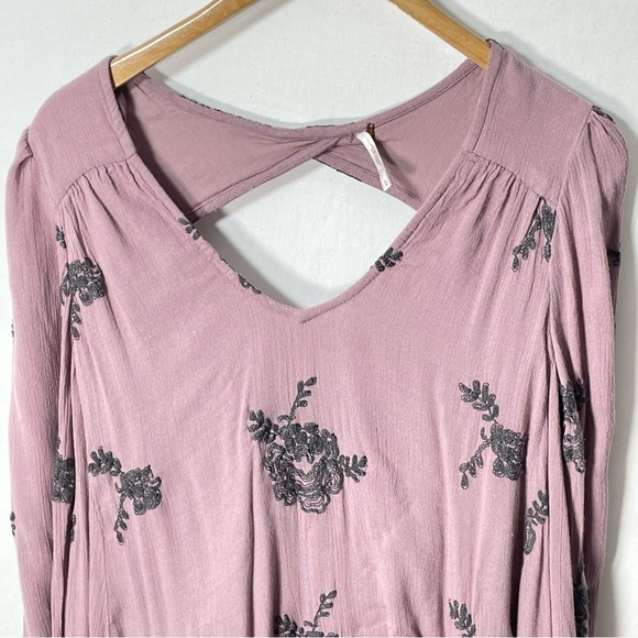 Free People Embroidered Austin Floral Dress Tunic Oversized Boho S - Picture 7 of 10